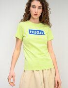 HUGO Слим тениска с лого Кралско Синьо/Шам фъстък зелено