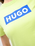 HUGO Слим тениска с лого Кралско Синьо/Шам фъстък зелено