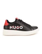 HUGO Спортни обувки от кожа в лого - Бял/Черен/Корал