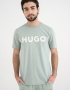 HUGO Стандартна тениска Dulivio с гумирано лого Бял/Бледозелен