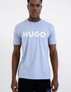 HUGO Стандартна тениска Dulivio с гумирано лого Бял/Небесносин