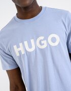 HUGO Стандартна тениска Dulivio с гумирано лого Бял/Небесносин