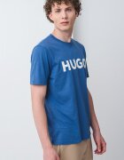 HUGO Стандартна тениска Dulivio с гумирано лого Бял/Тъмносин