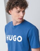HUGO Стандартна тениска Dulivio с гумирано лого Бял/Тъмносин