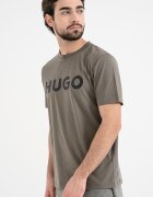 HUGO Стандартна тениска Dulivio с гумирано лого Черен/Каки