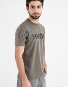 HUGO Стандартна тениска Dulivio с гумирано лого Черен/Каки