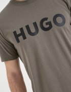 HUGO Стандартна тениска Dulivio с гумирано лого Черен/Каки