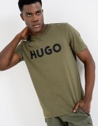 HUGO Стандартна тениска Dulivio с гумирано лого Черен/Тъмно каки