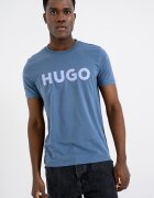 HUGO Стандартна тениска Dulivio с гумирано лого Лавандула
