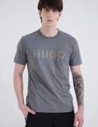 HUGO Стандартна тениска Dulivio с гумирано лого Tъмносив