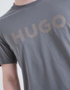 HUGO Стандартна тениска Dulivio с гумирано лого Tъмносив