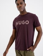 HUGO Стандартна тениска Dulivio с гумирано лого Тъмновиолетов