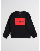 HUGO Суитшърт с памук с пришито лого - Черен