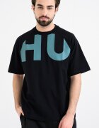 HUGO Свободна тениска Nalftee с лого Черен/Персийско зелено