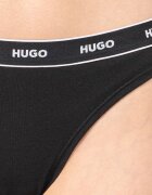 HUGO Танга с лого на талията - 3 чифта Бял/Черен
