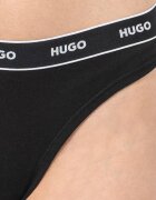 HUGO Танга с лого на талията - 3 чифта Черен