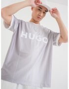 HUGO Тениска Dwild с лого - Бял/Сив