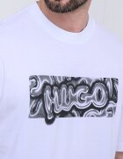 HUGO Тениска Nedirix с лого Бял/Черен