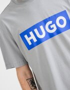HUGO Тениска Nico с лого и овално деколте Пепеляво сиво/Кралско Синьо