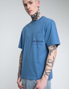 HUGO Тениска с лого и джоб на гърдите Петролно синьо