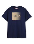 HUGO Тениска с овално деколте и лого с преливащи се нюанси Ултрамарин синьо/Камел