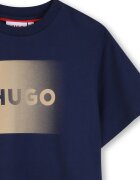 HUGO Тениска с овално деколте и лого с преливащи се нюанси Ултрамарин синьо/Камел