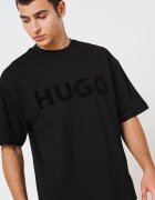 HUGO Уголемена тениска Dinkee с овално деколте Червен/Черен