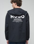 HUGO Яке с качулка и лого Черен
