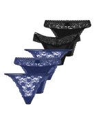 Hunkemoller Танга с дантела Черен/Тъмносин