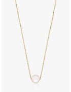 INDIRA 14K Gold Necklace Embellished With One Pearl - Бял/Златист