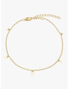 INDIRA 14K позлатена гривна за глезен - украсена с перли - Бял/Златист