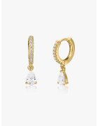 INDIRA 14K позлатени обеци - декорирани с цирконий - Златист/Прозрачен