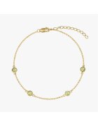 INDIRA Сребърна гривна Birthstone Golden August - Перидот