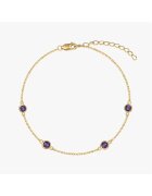 INDIRA Сребърна гривна Birthstone Golden February - Аметист