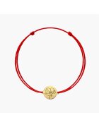INDIRA Сребърна гривна с шнур Golden Birth Flower - August Poppy