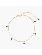 INDIRA Сребърна гривна за глезен Golden Gem Droplet - Лапис Лазули