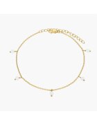 INDIRA Сребърна гривна за глезен Golden Gem Droplet - Лунен камък