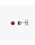 INDIRA Сребърни обеци Birthstone юли - Рубин