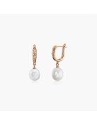 INDIRA Сребърни обеци Classic Pearls Rose - Естествени перли