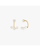 INDIRA Златни обеци Trio Ear Jacket - Естествени перли