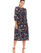 InfiniteYou Дамска рокля полиестер - M201 - Flowers Navy