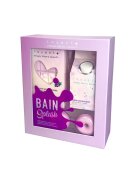 Inuwet Подаръчен комплект Splash Bath пяна за вана таблетка и ефервесцентни понички Боровинка 4 бр.
