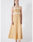 Ipekyol Дълга разкроена рокля с шпиц - Бял/Бежов
