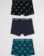 Jack & Jones Боксерки с принт - 3 чифта Зелен/Черен/Тъмносин