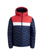 Jack & Jones JACK &JONES Hero Puffer Jacket - 12211785-Navy Blazer TRUE RED BLOCKING 17402