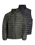 Jack & Jones Капитонирано зимно яке и елек - 2 части - Зелен/Черен