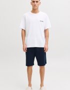 Jack & Jones Къса пижама от памук Бял/Ултрамарин синьо
