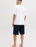 Jack & Jones Къса пижама от памук Бял/Ултрамарин синьо