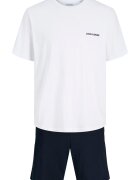 Jack & Jones Къса пижама от памук Бял/Ултрамарин синьо