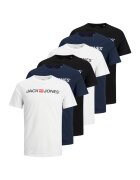 Jack & Jones Къса тениска с овално деколте - 6 броя - Бял/Черен/Син